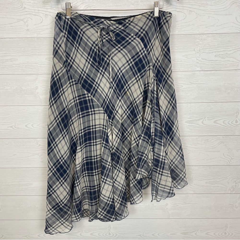 Vintage Sportmax Max Mara Silk Plaid Skirt Size 12
